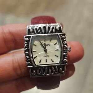 Silver and Red Quartz Watch
